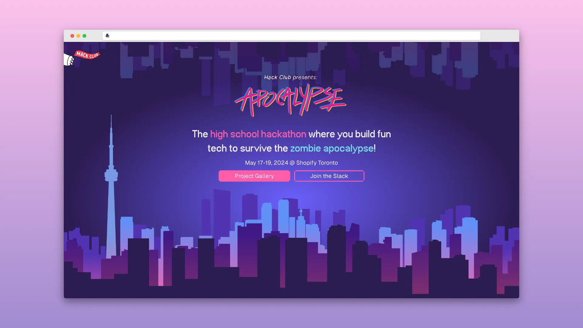 The main page of the Apocalypse website.